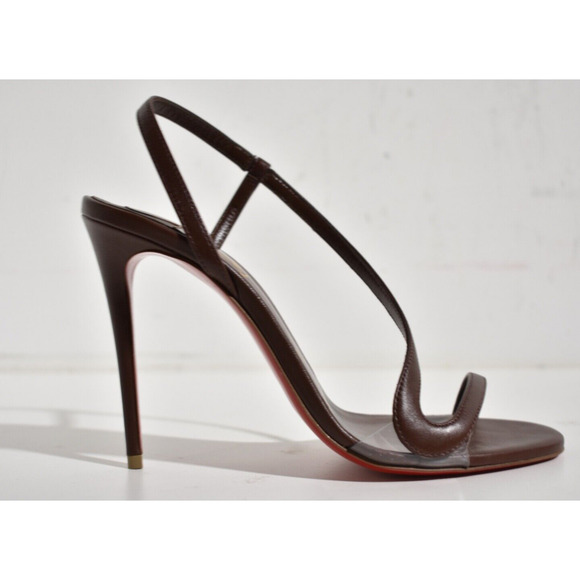 Christian Louboutin Rosalie 100 Nude 8 Brown Ankle Strap Sandal Heel Pump 37.5 - Picture 2 of 12
